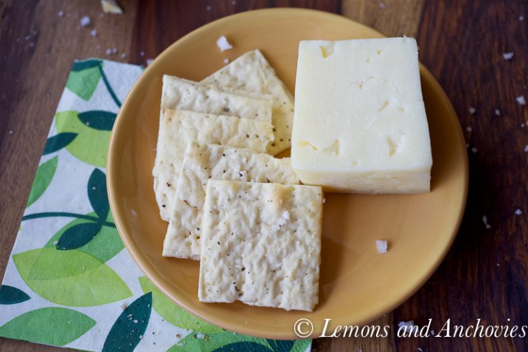 Sea Salt and Pepper Crackers Lemons + Anchovies