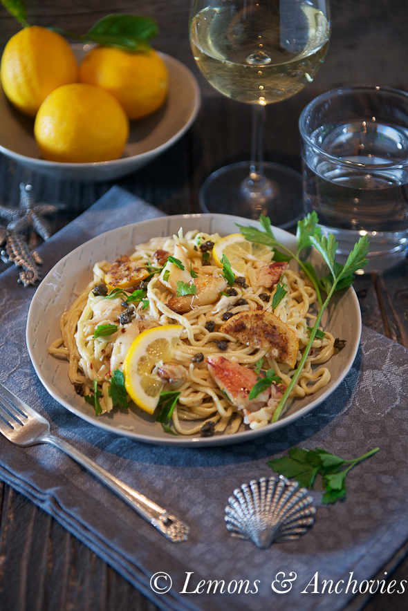 Dungeness Crab Pasta with Fried Meyer Lemon Slices and Fried Capers-2