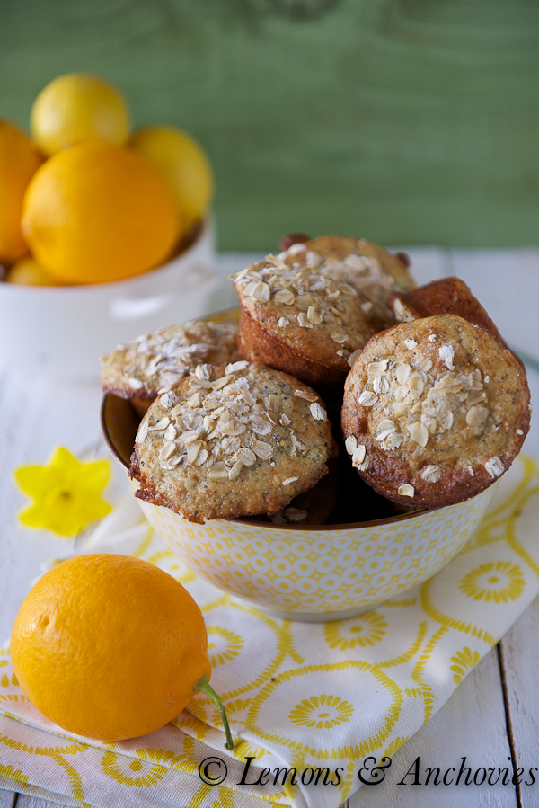 Meyer Lemon Poppy Seed Oatmeal Muffins (Low Fat)