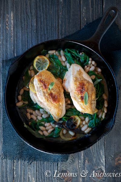 Roasted Chicken Breasts with White Beans and Spinach | Lemons + Anchovies