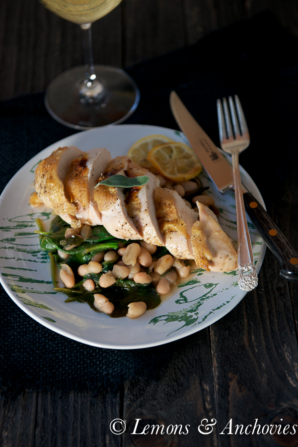 Roast Chicken with White Beans and Spinach-4