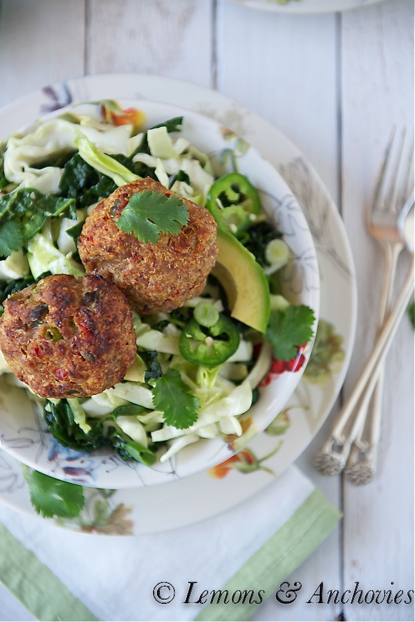 Thai-Style Baked Turkey Patties with Cabbage Slaw-2