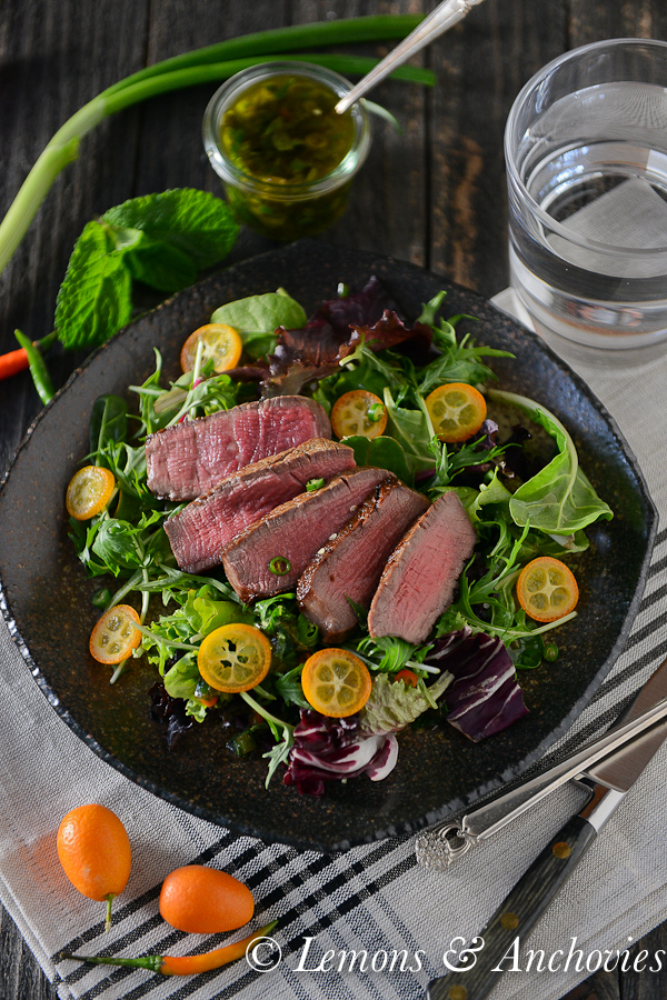Steak Salad with Mint-Scallion Dressing | Lemons & Anchovies Blog