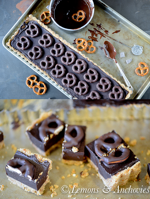 Dark Chocolate and Salted Pretzel Tart {No-Bake} | Lemons & Anchovies Blog