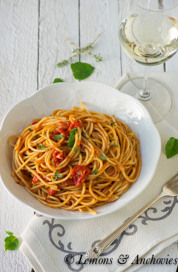 Spaghetti with Tomatoes & Anchovies
