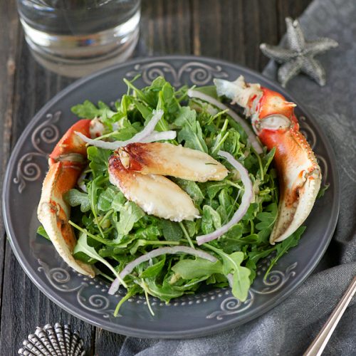 Crab & Arugula Salad with AvocadoLime Dressing Lemons + Anchovies