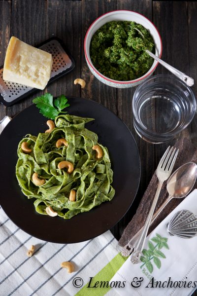 Homemade Spinach Pasta and Pesto Recipe | Lemons + Anchovies