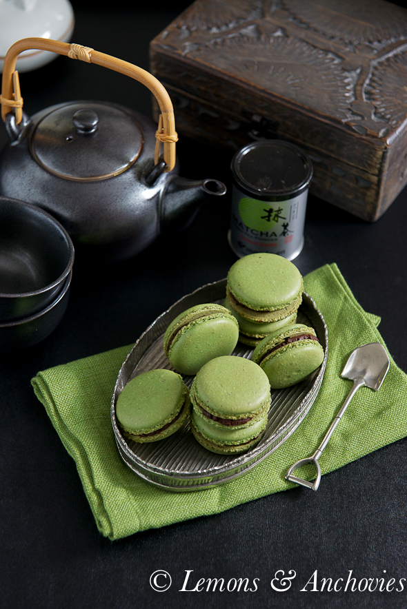 Matcha Green Tea Macarons with Chocolate Ganache