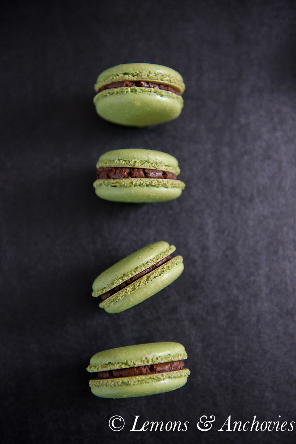 Matcha Green Tea Macarons with Chocolate Ganache-5