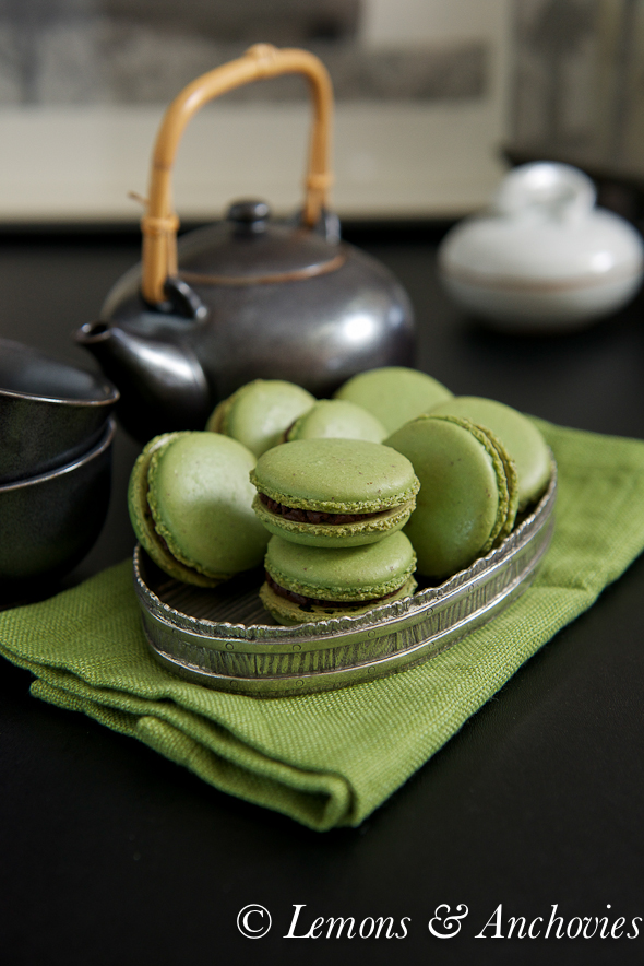 Matcha Green Tea Macarons with Chocolate Ganache