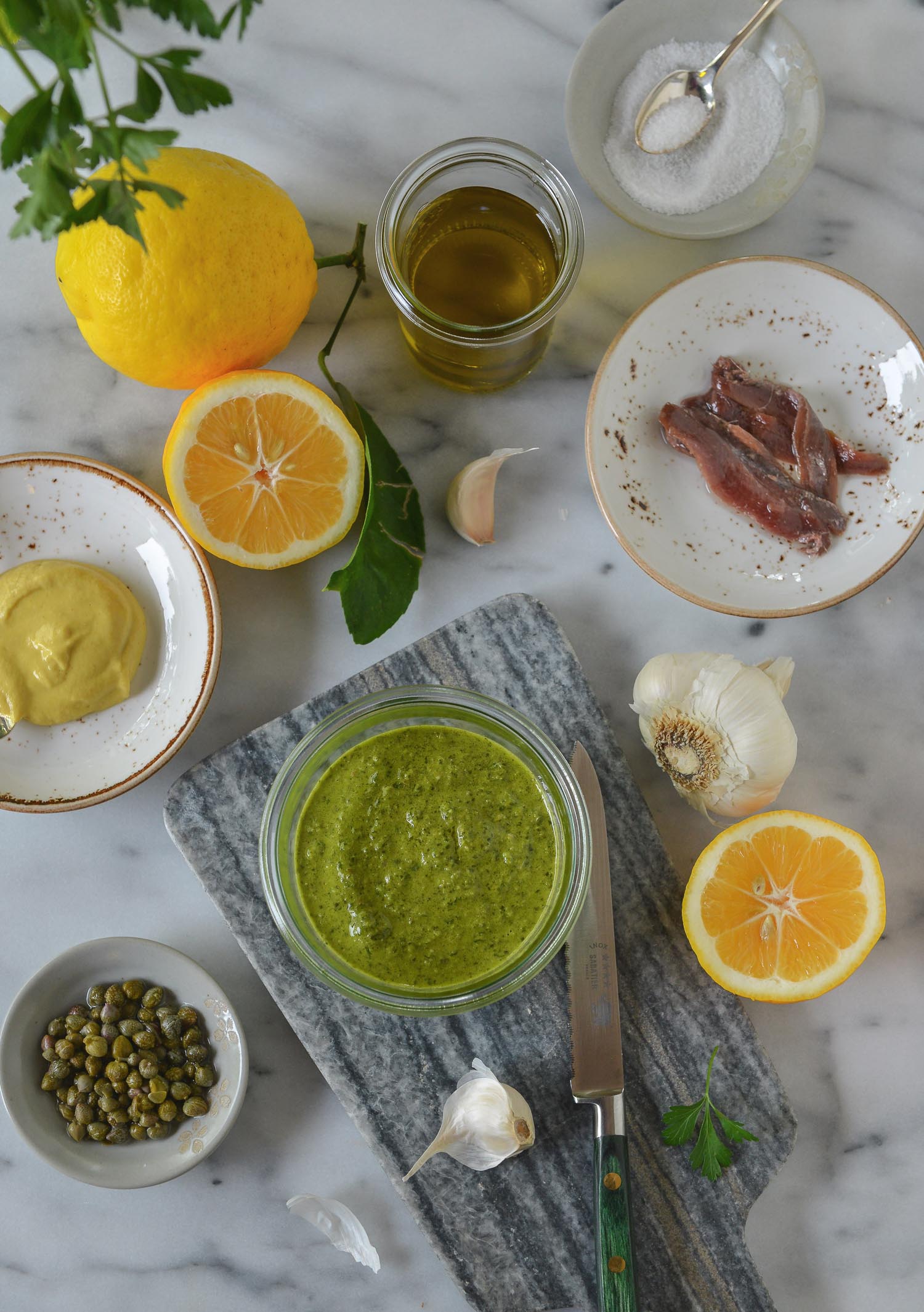 Italian Salsa Verde Lemons + Anchovies