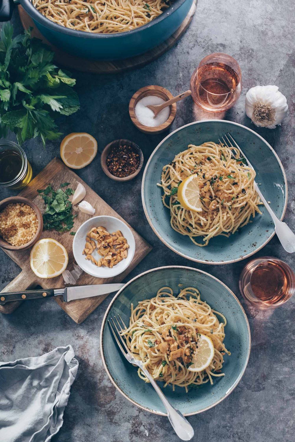 Spaghetti with Canned Clams Lemons + Anchovies