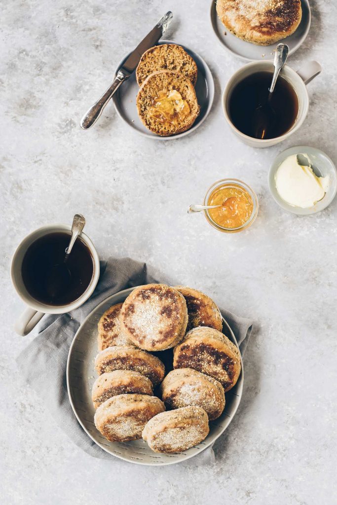 Sourdough Rye English Muffins Lemons + Anchovies