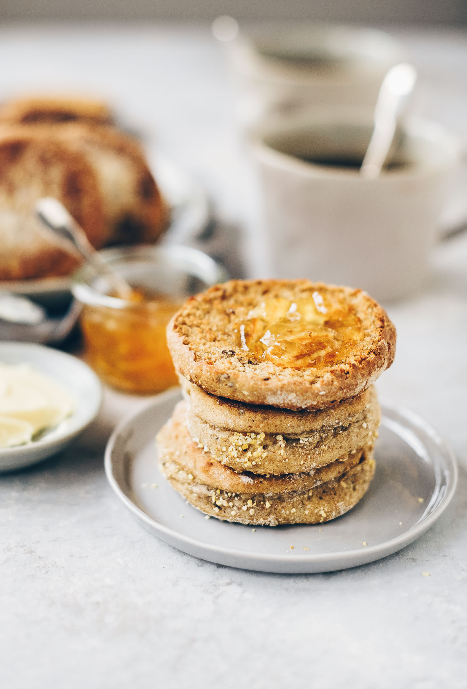 Sourdough Rye English Muffins - Lemons + Anchovies