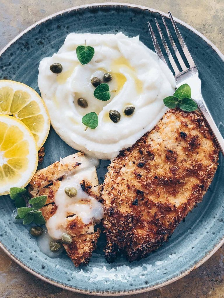 Baked Dijon MustardLemon Chicken and Mashed Cauliflower Lemons