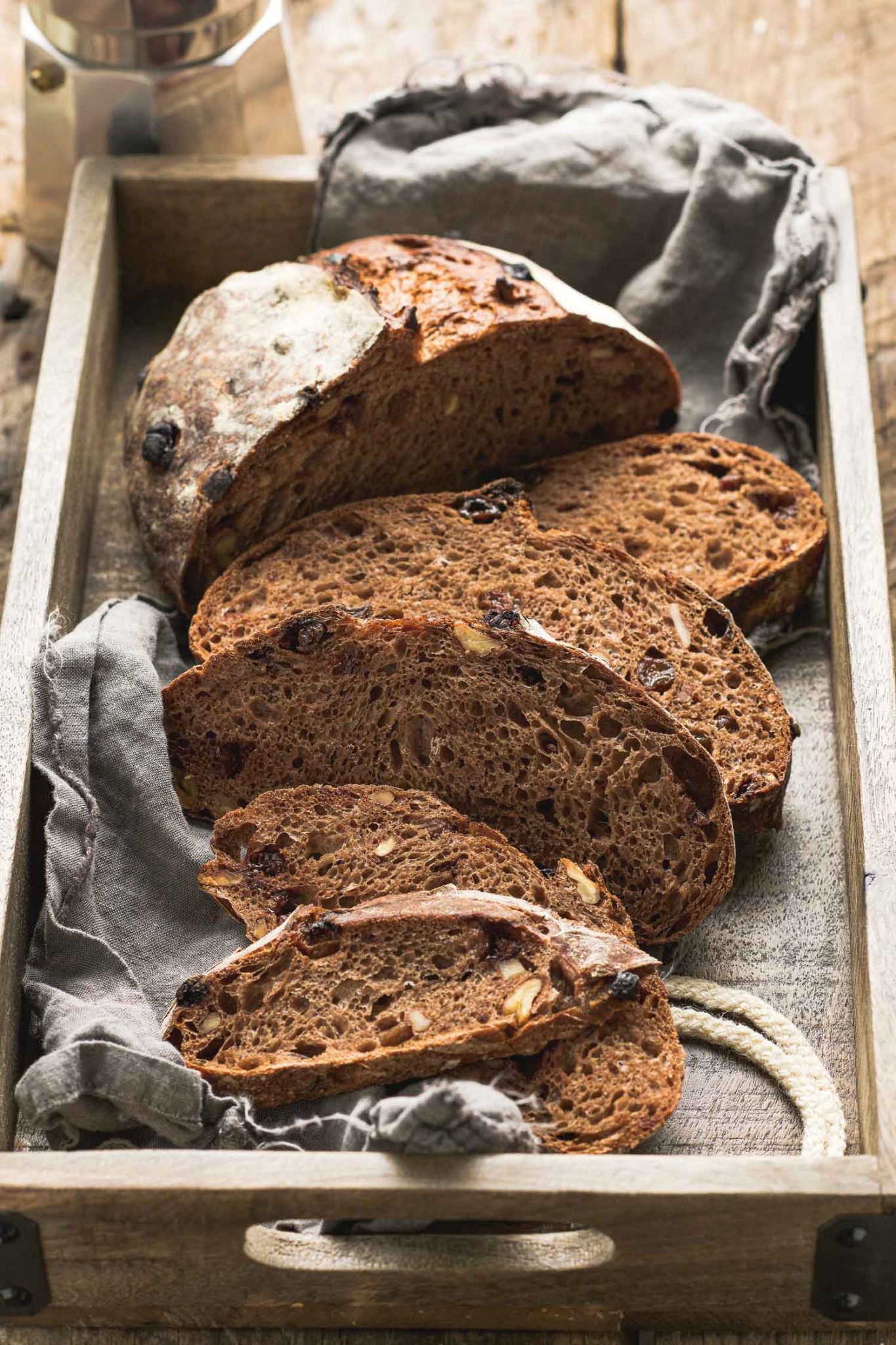 Chocolate Chip, Raisin, Walnut Sourdough Bread Lemons + Anchovies
