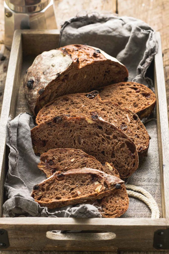 Chocolate Chip, Raisin, Walnut Sourdough Bread Lemons + Anchovies