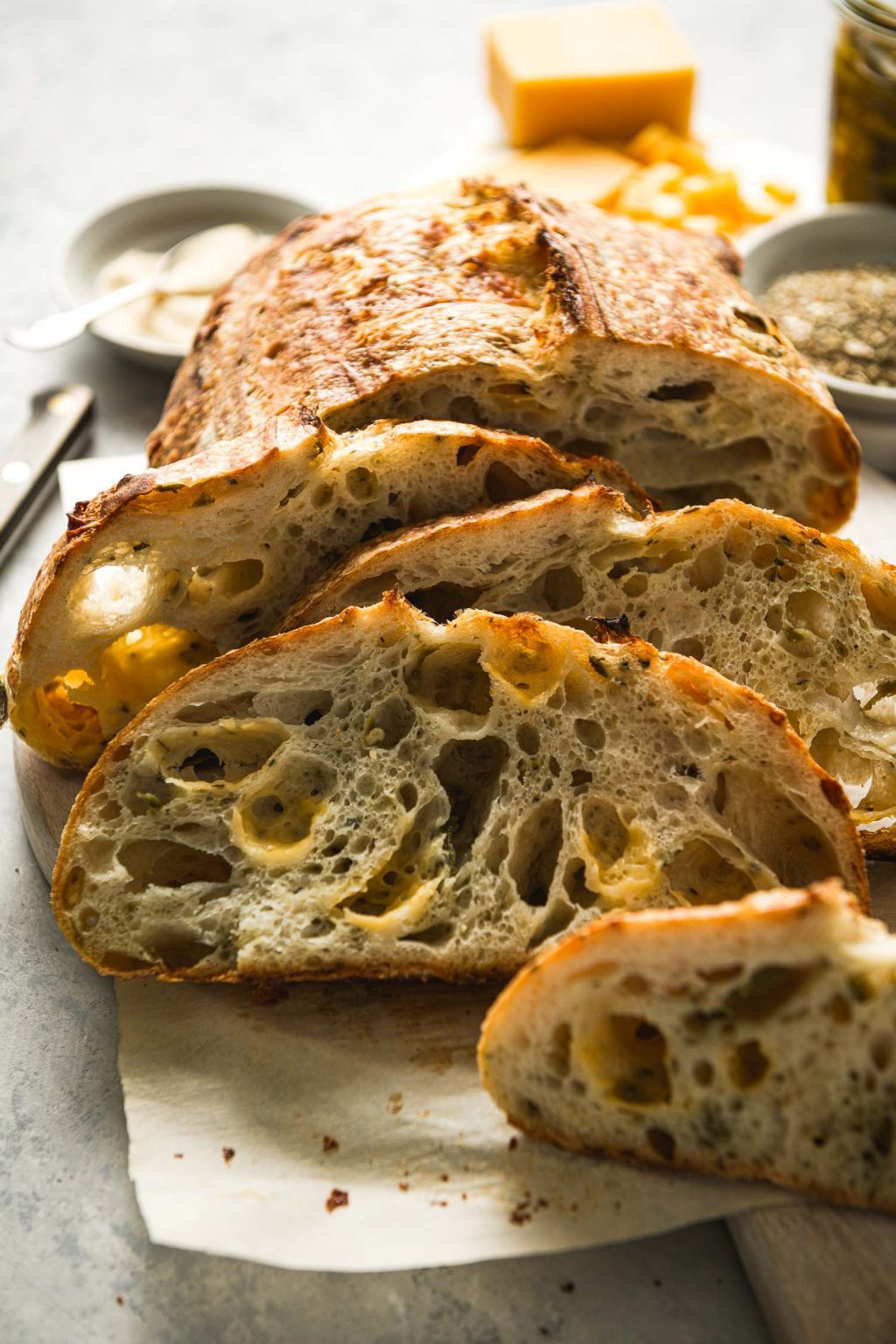 JalapeñoCheddar Sourdough Bread Lemons + Anchovies