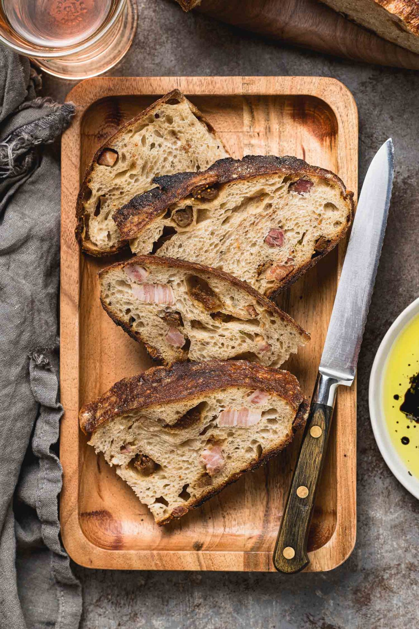 FigPancetta Sourdough Bread Lemons + Anchovies