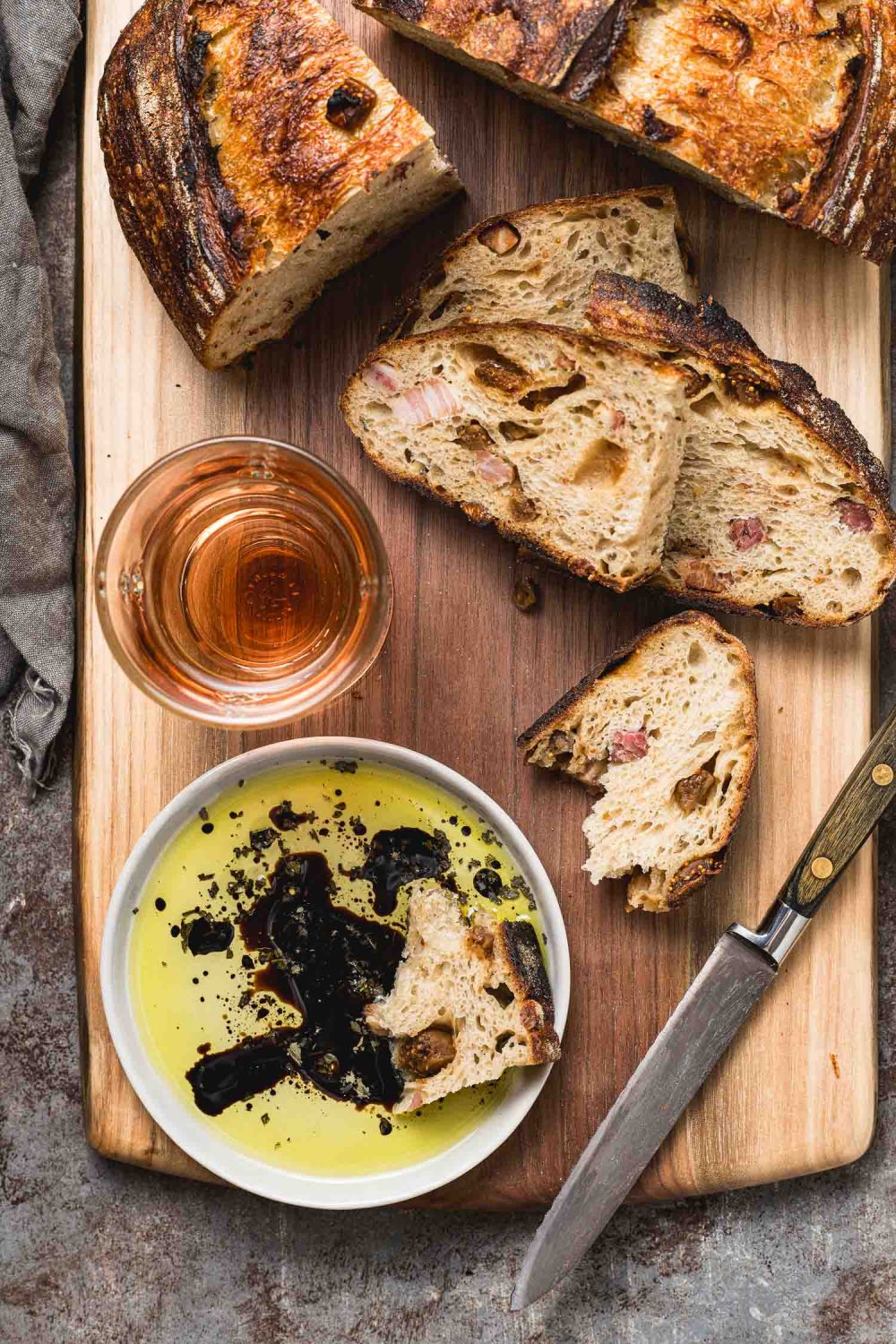 FigPancetta Sourdough Bread Lemons + Anchovies