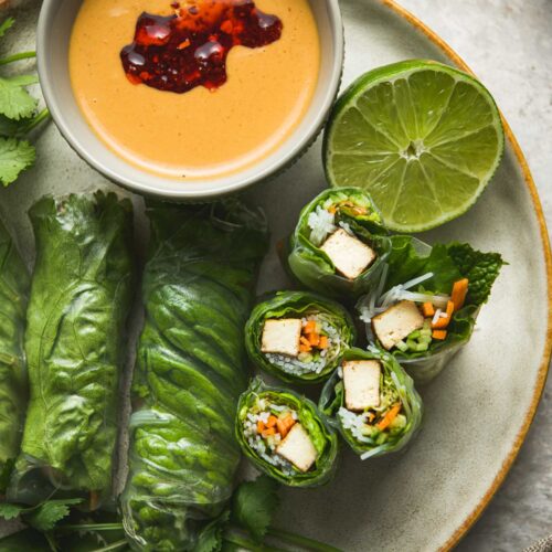Tofu Spring Rolls with Peanut Dipping Sauce Lemons + Anchovies